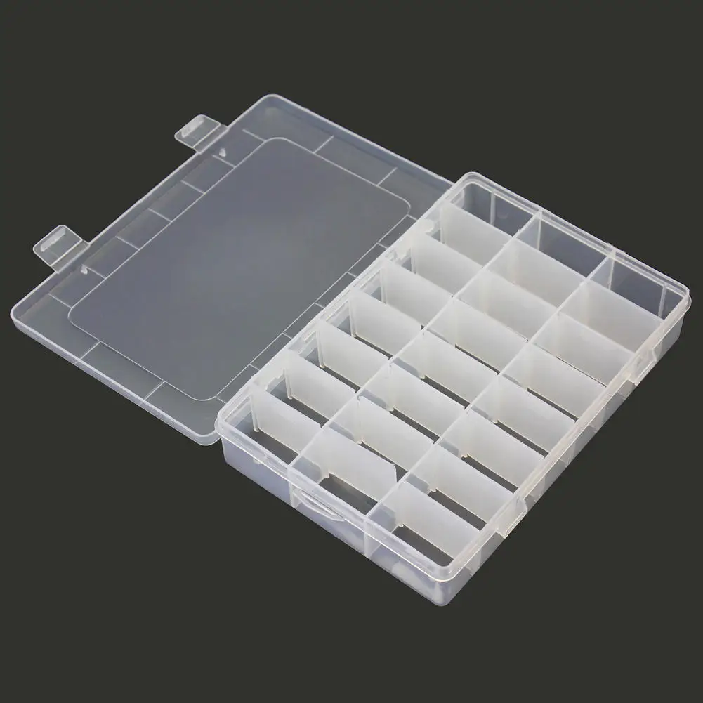 

Plastic 24 Grid Storage Organizer Tool Display Box Case for Jewelry Pill Nail Art Tips Beads Practical Container