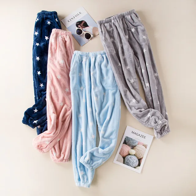 US $11.31 Fdfklak winter new flannel pajama pants women bottoms pants lounge wear Thicken warm trousers women