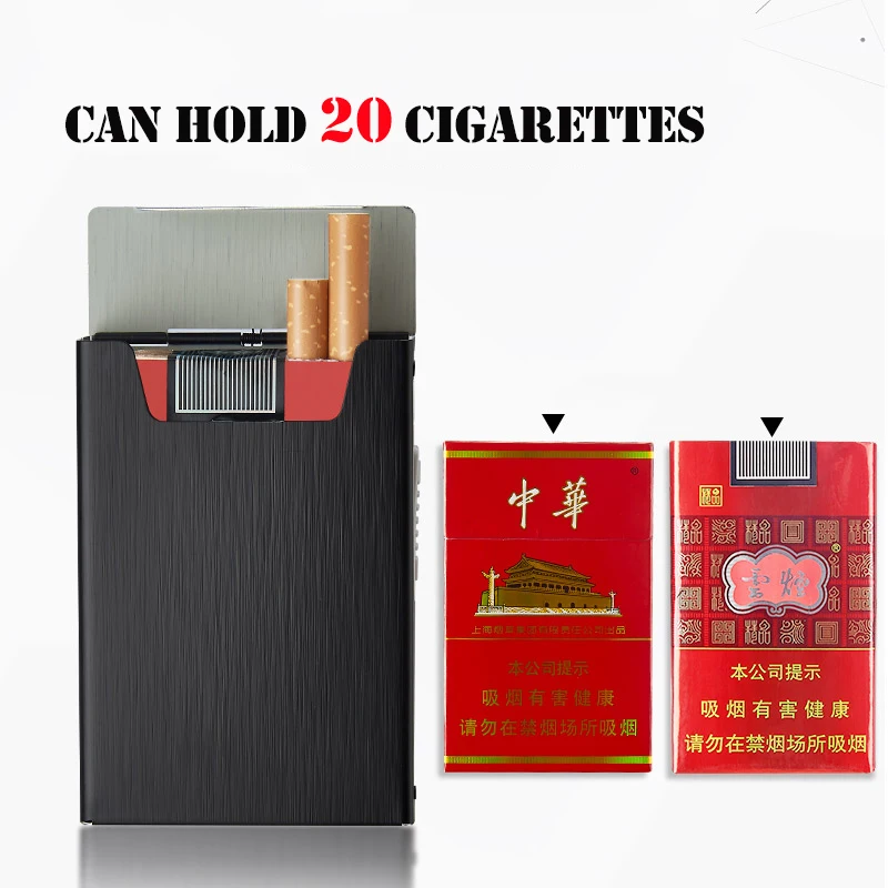 Чехол для сигарет, зажигалка для курения, алюминиевый сплав, USB перезаряжаемая зажигалка, ветрозащитная зажигалка, чехол для электронных гаджетов