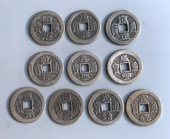 

10pcs Randomly send Old China Bronze fengshui Collect qing Dynasty Palace 5 Emperor Tong Bao coin Money Coins metal crafts