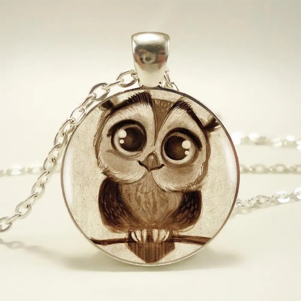 

2017 New Cute Owl pattern Round Metal Pendant Long Chain Choker Necklace Women Girl Sweater Necklaces Jewelry