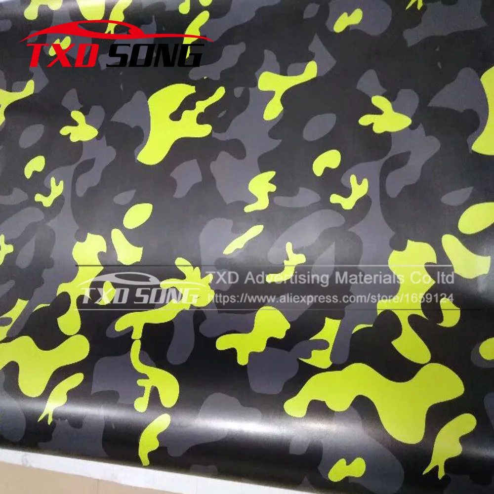 - Premium digital yellow Camouflage Vinyl Film Foil Car Wrap With Air Bubble Free Vehicle Motorbike Scooter Decal Sticker Wrapping