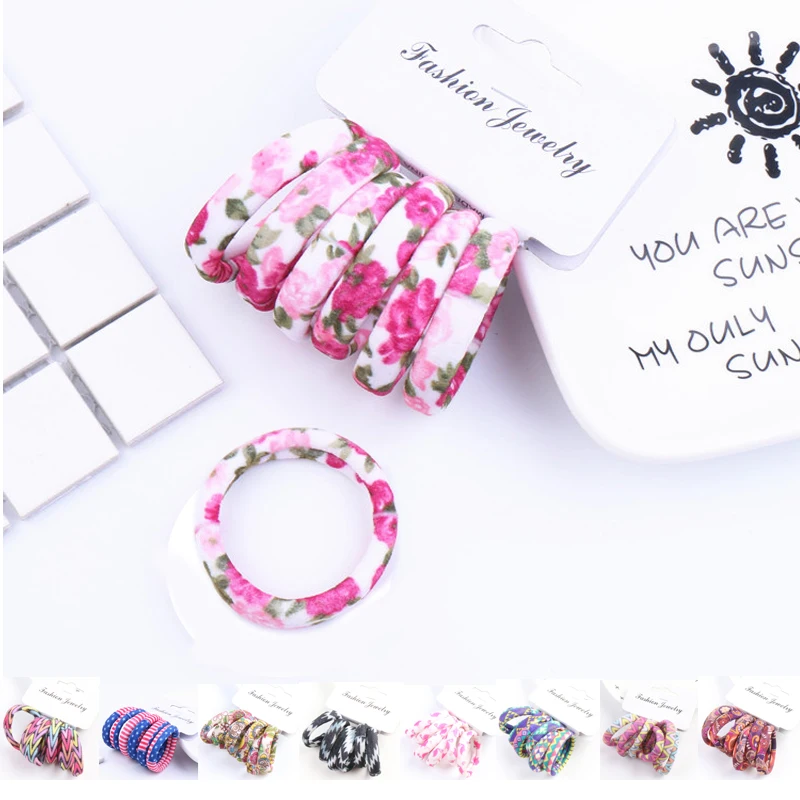 

12pcs Elastic Hair Bands for Girls Women's Accessories Vintage Print Leopard Pattern Headwear Ladies Gum Ties KJ