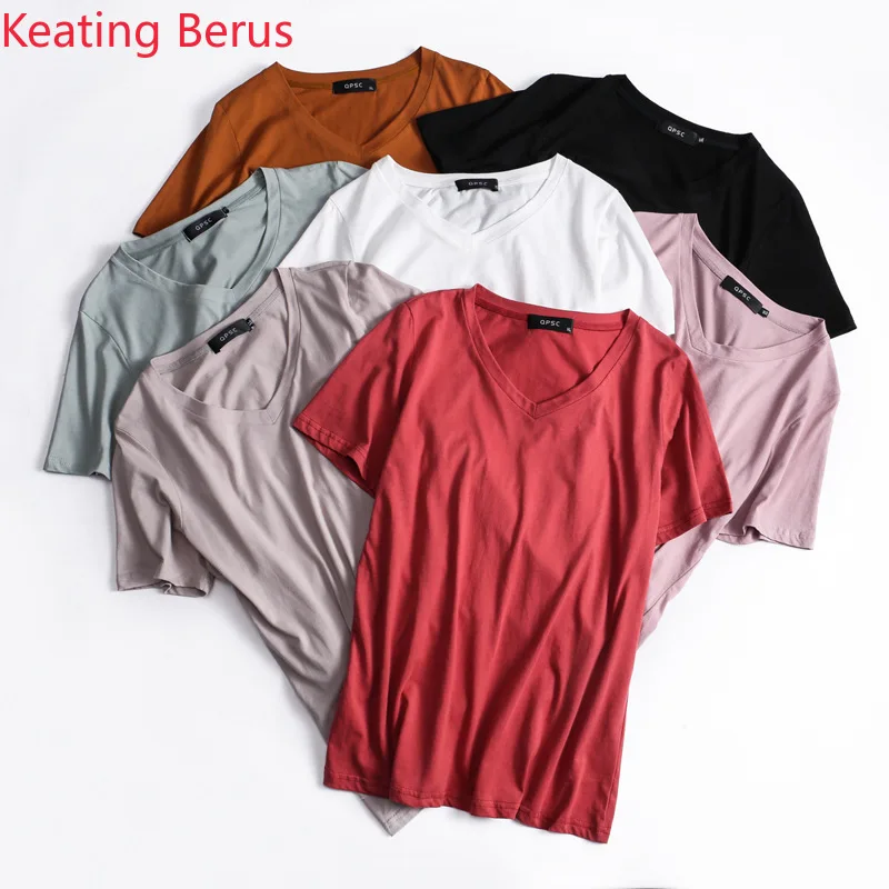Keatingberus Women's Large Size Summer Short-sleeved Solid Color shirt Loose 7 5XL Top 0683 |