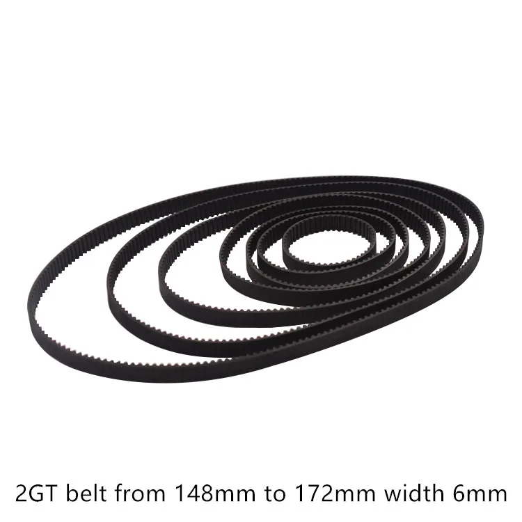 3d printer belt closed loop rubber 2GT timing from 148mm to 172mm width 5mm 6mm