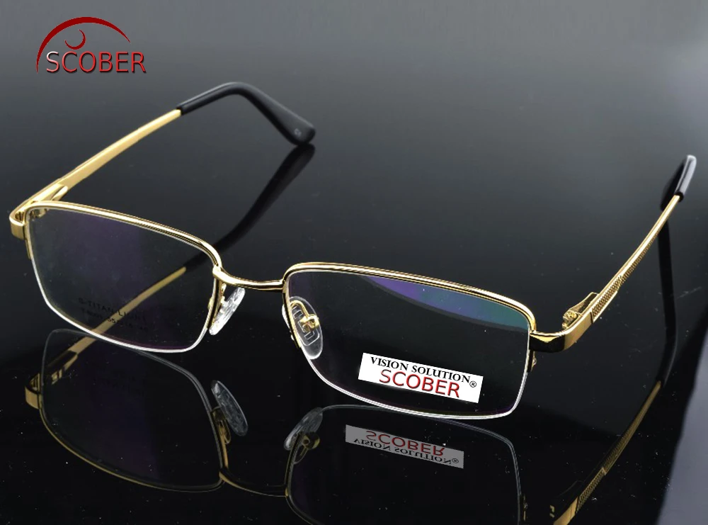 

2019 Eyeglasses = Scober Alloy Semi-rim Frame Commercial Custom Made Optical Prescription Myopia Glasses Photochromic -1 To -6