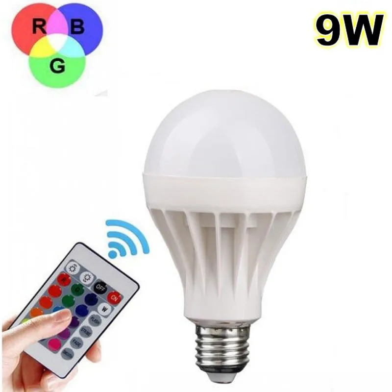 E27 RGB светодиодная лампа 7 Вт 9 16 цветов сменная Светодиодный прожектор + 24 клавиши