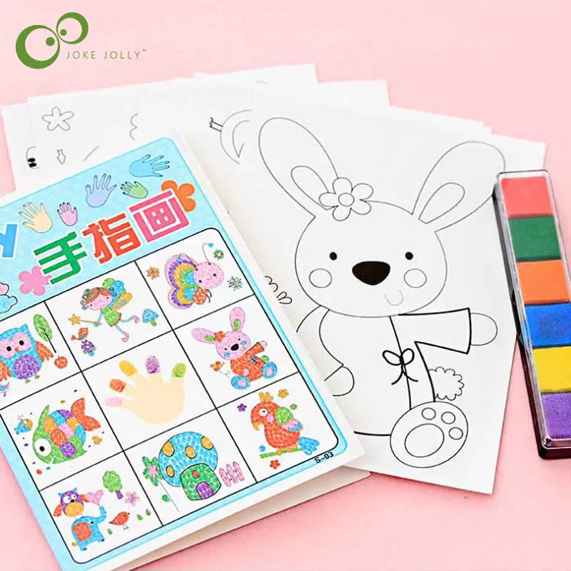 

Cartoon Kids DIY Finger Painting Craft Children Colorful Fingerpaint Animals Drawing Picture Toy Kids Early Educational Toys WYQ