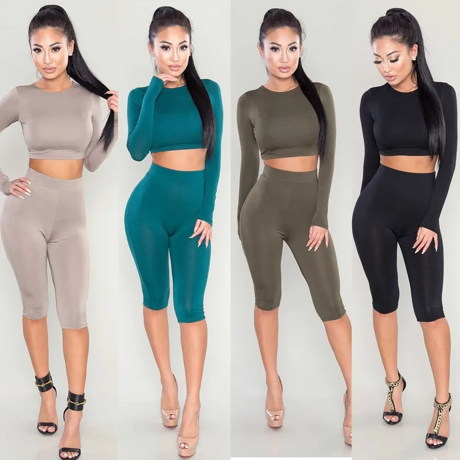 Women-Sport-Suit-Crop-Short-Top-And-Elastic-Legging-Capris-Running-Jogging-Casual-Sport-Set-For