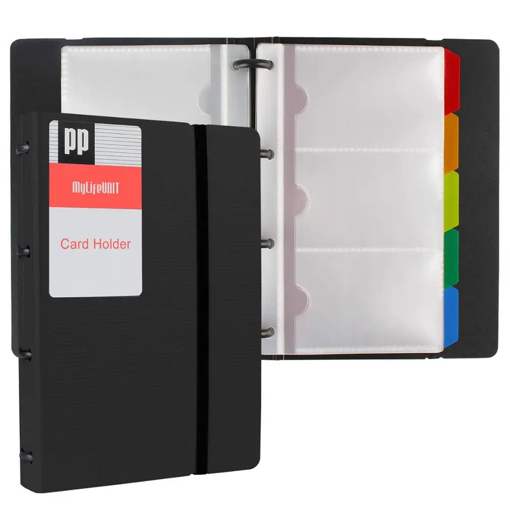 

MyLifeUNIT Business Card Book 120 cards Name Card Organizer Book with Five Color Index Tabs and Elastic band