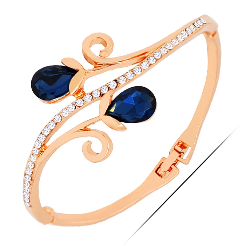 W147 Crystal Flower Bangle For Girlfriend Gold Color Jewelry 2017 Latest Design Wholesale Mother's Day Gift | Украшения и