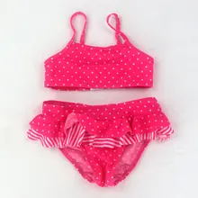 В году, Раздельный купальник для девочки Новорожденные Девочки Малыши точка купальники младенческой Дети оборками бикини пляж купальный костюм детский лифчик и шорты