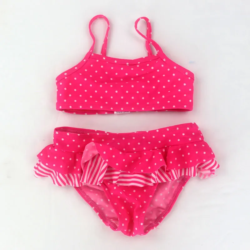 

2019 Baby Girls Split Swimsuit Newborn Toddler Girl Dot Swimwear Infant Kids Ruffle Bikini Beach Bathing Suit Child Bra+shorts