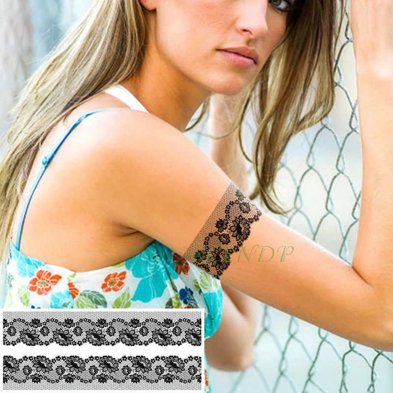 Waterproof Temporary Tattoo Sticker Sexy Lace Dot Flower Blossom Tatto Flash Tatoo Fake Tattoos on Arm Leg for Girl Women Lady | Красота и