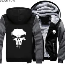 Dropshipping Punisher Skull Cosplay Coat Hoodie Hip Hop Sweatshirt Jacket Winter Motorcycle Zipper Sweatshirts Thicken Hoodies 