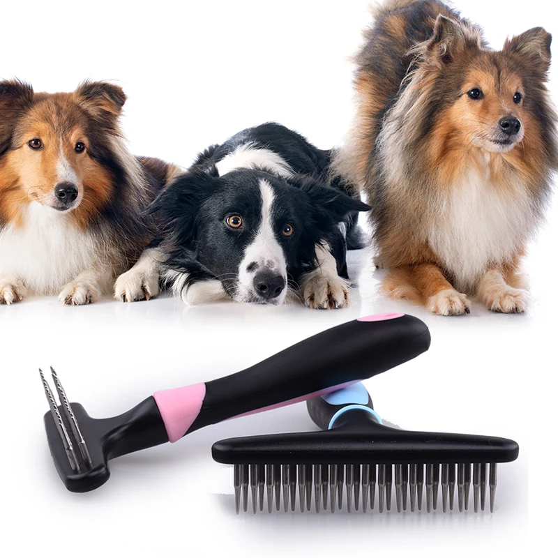 Hair Brush Comb Dog Detangler Deshedding Trimming Pet Fur Grooming For