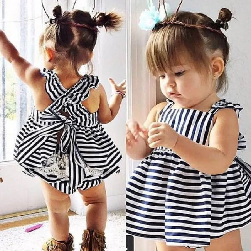 

Hot Sale Summer Girl Clothing Set Baby Wedding Suits Princess Stripe Kids Clothing Girls Clothes