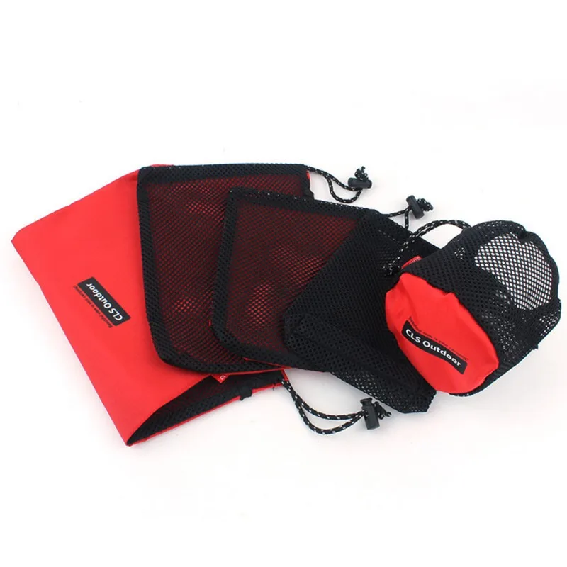  5pcs/set Outdoor Bag Ultralight Mesh Stuff Sack Camping Sports Drawstring Storage Bag Hiking Travel - 32950278093