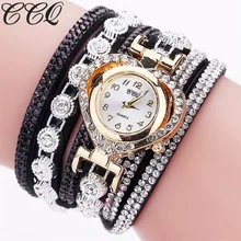 CCQ Brand Fashion Luxury Rhinestone Bracelet Watch Ladies Quartz Watch Casual Women Wrist Watch Relogio Feminino Gift C99