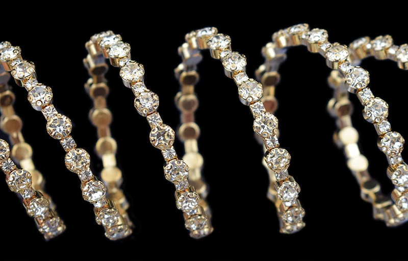 Multi-layer Full Drill Arm Around Bracelets Bangles Women Wedding Gift Gold Silver Plated Rhinestone Bangles Jewelry