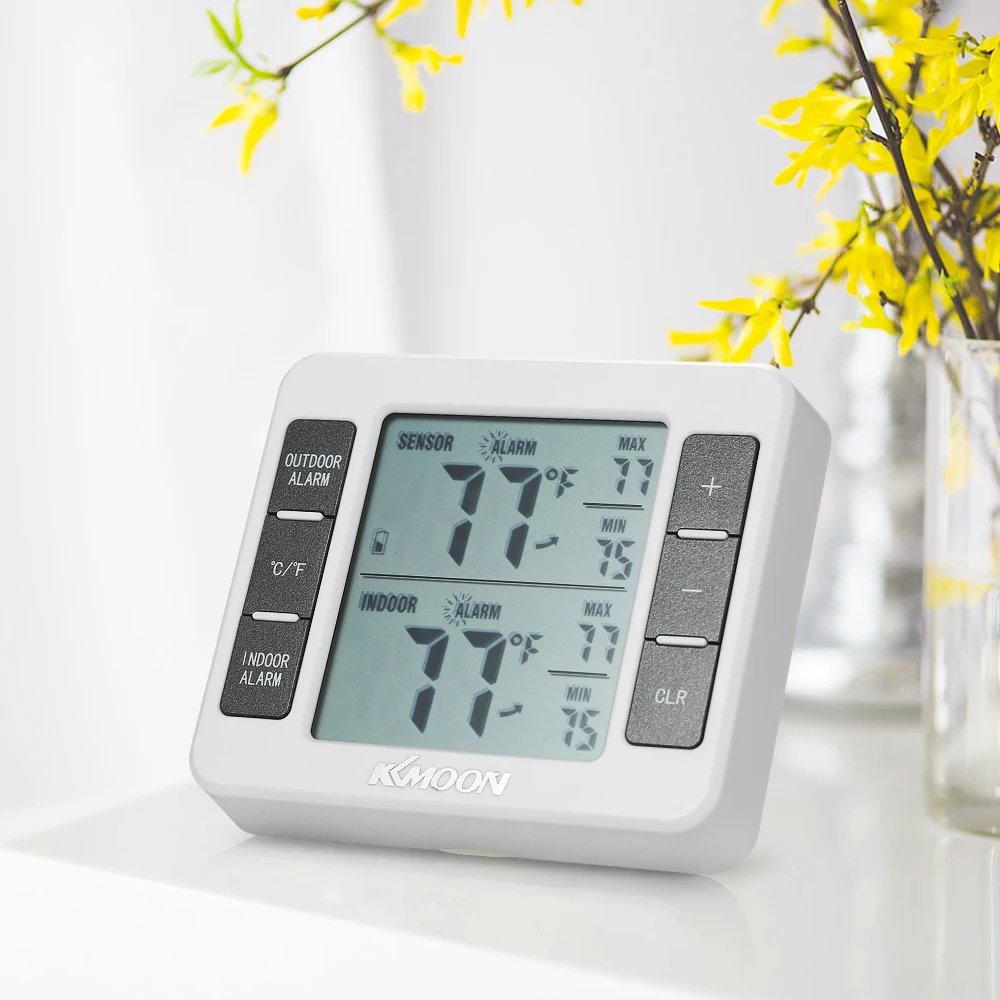 

KKmoon Mini LCD Digital Thermometer Temperature Meter Weather Station tester 0-50C with Measurement C/F Max Min Value Display