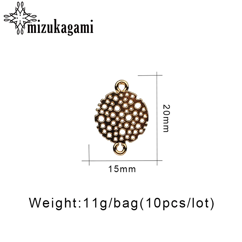 15 мм 10 шт Подвески из цинкового сплава, плоская Золотая круглая монета, соединитель с двумя отверстиями для DIY сережек, ожерелья, ювелирных аксессуаров