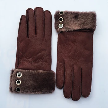 Женские перчатки, зимние теплые, новые, шерсть, натуральная кожа, овчина, перчатки, твердые, настоящая овчина, мех, варежки, элегантные, теплые, женские перчатки, G29 - Цвет: Purple G29