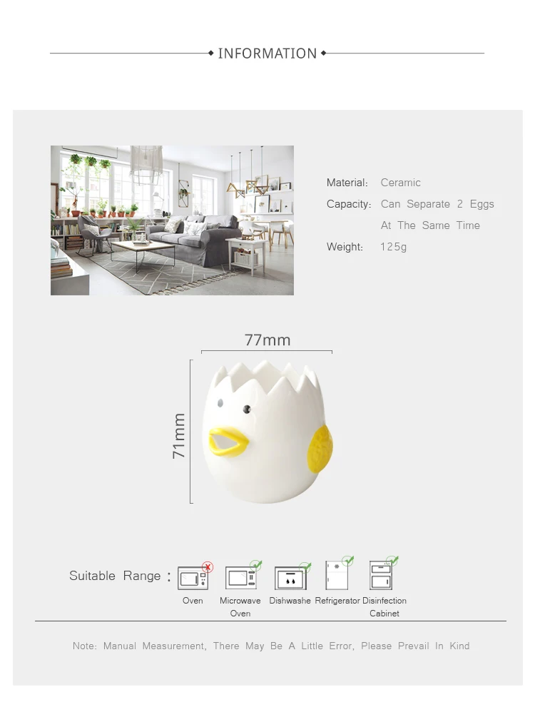 XZJJA креативный кухонный сепаратор яичного желтка, экологичный керамический яичный разделитель, кухонные принадлежности, инструменты для выпечки