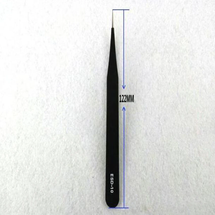 HRC40 Degrees Multifunction anti-static Antimagnetic sharp point Stainless Steel Tweezers ESD-10 for Repairing Tools