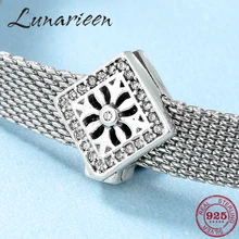 Модные милые Квадратные цирконы из серебра 925 пробы, модные подарочные бусы-клипсы, подходящие к оригинальному отражению, очаровательный браслет, ювелирное изделие