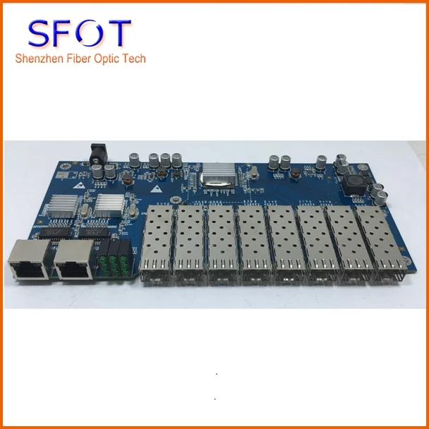 

PCBA Switch board, 8-Port Gigaibt SFP port, with 2 port 10/100/1000M RJ45 Ethernet Ports, Used for FTTH