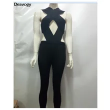 Deavogy лето черный крест Холтер без Рукавов каплевидный вырез обтягивающий стрейч сексуальный комбинезон женский комбинезон распродажа Прямая поставка