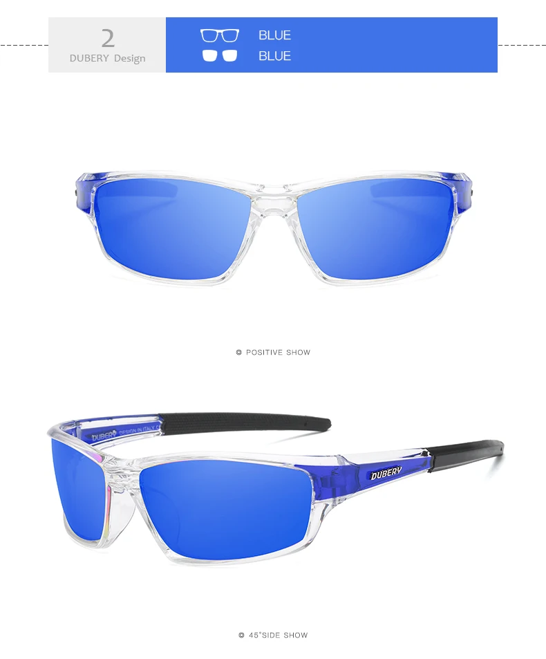 DUBERY, поляризационные солнцезащитные очки, мужские, фирменный дизайн, прямоугольные, зеркальные, спортивные, Роскошные, винтажные, мужские солнцезащитные очки для мужчин, водительские очки - Цвет линз: NO.2 Blue