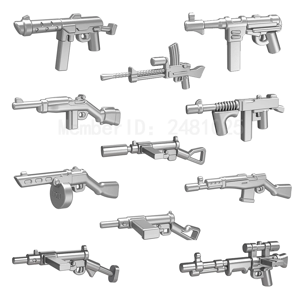 

10pcs/set Pog Weapon Gun Second World War DIY Super Heroes Building Blocks Sets Model Bricks Toys for Children