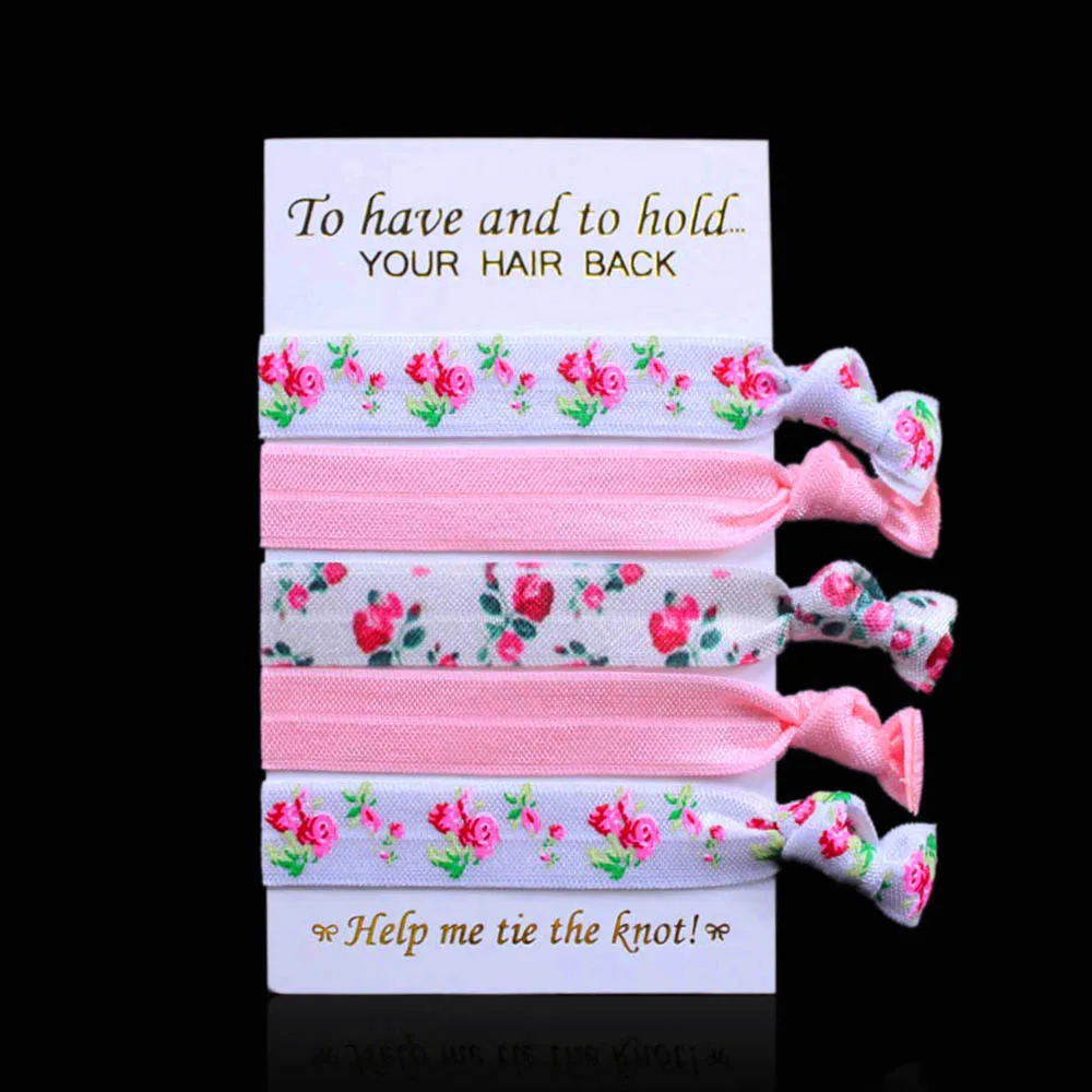 

Beautiful flower fold over elastic hair ties for Girls' Hairbands suit for Valentine 10 sets/lot (50 pcs)
