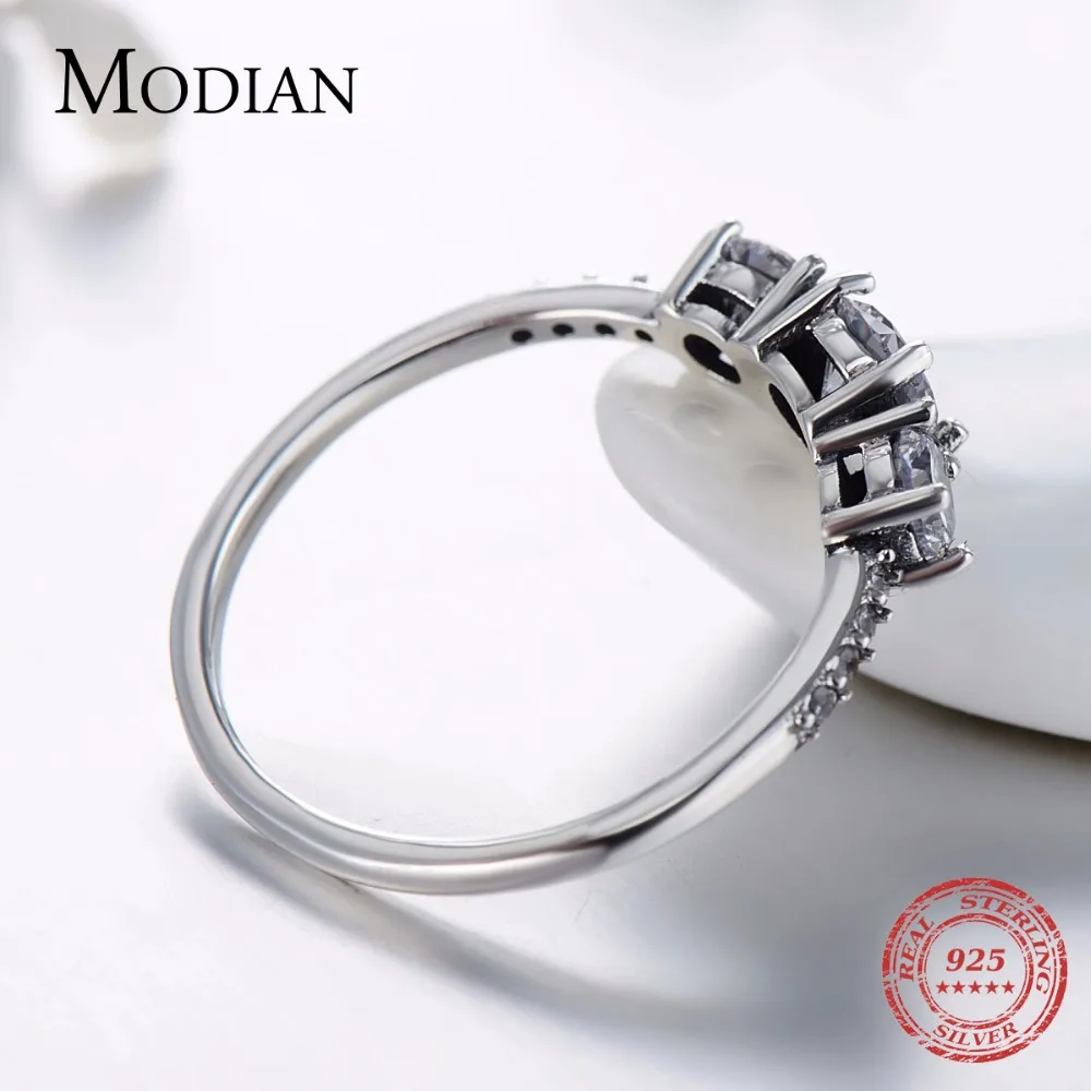 Modian, новинка, Ретро стиль, настоящее 925 пробы, серебряные сверкающие кольца, кубический цирконий, стекируемые вечерние кольца для женщин, подарок для пары