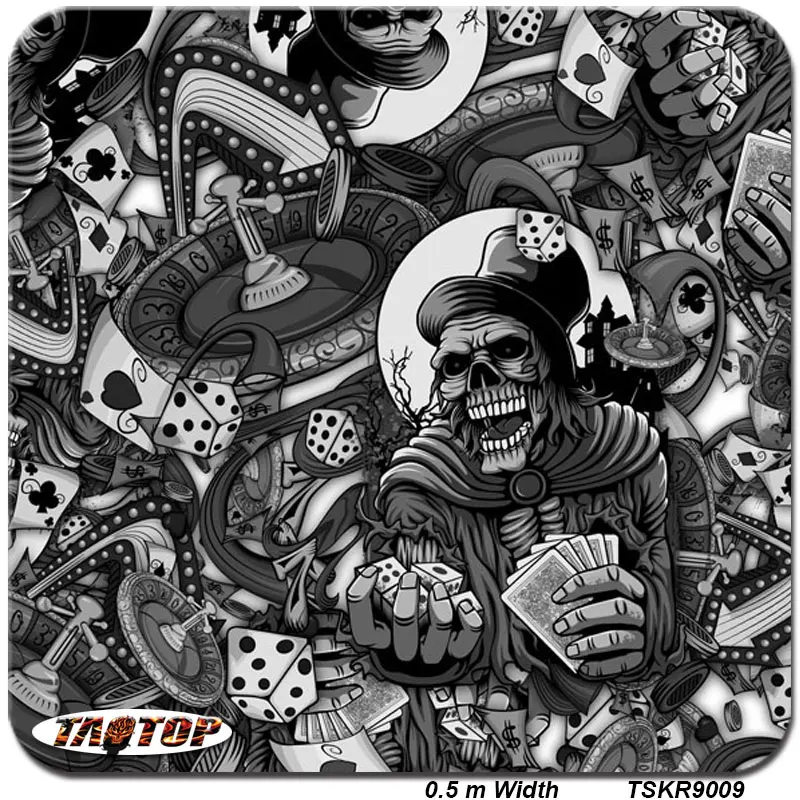iTAATOP TSKR9009 popular pattern black skull Hydrographic Film PVA Water Transfer Printing Film 500ml activator b 10 pcs a4 size hydrographic film hydrographic film activator for water printing