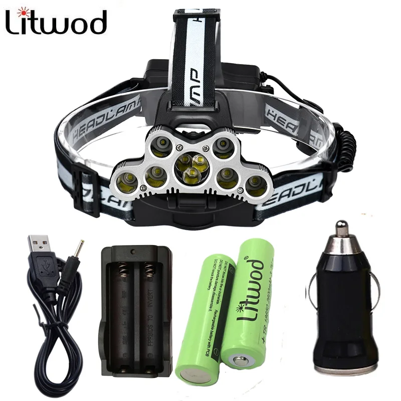 

Litwod Z30 9 CREE LED White light Headlamp Headlight Head Flashlight Torch XM-L T6 Headlamp USB Double Charger+Mini car charger
