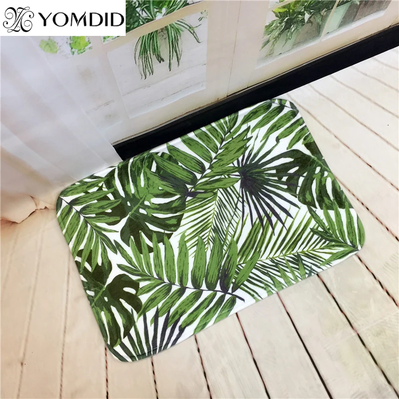 

Welcome Floor Mats doormat Tropical Plants Printed Kitchen Bathroom rugs House Carpet for Living Room Anti-Slip Tapete Rug