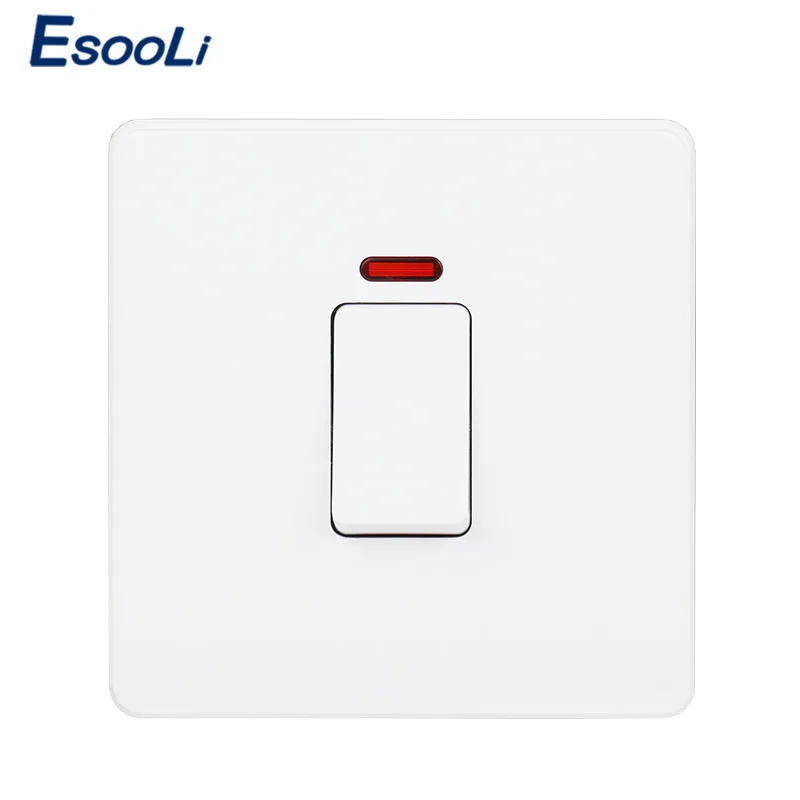 Esooli UK standard 20A/45A переключатель водонагревателя с неоновым светодиодный индикатор двухполюсный выключатель питания AC Air cooker переключатель