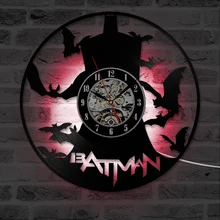 Бэтмен Bad Blood Виниловая пластинка часы Креативный настенный арт домашний декор Античный стиль дизайн интерьера подвесной светодиодный светильник настенные часы