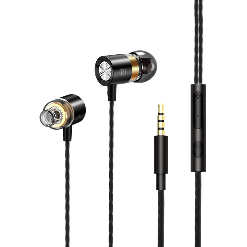 

Earphones Heavy Bass Dynamic Driver Headphones Line-in Microphone In-ear Sports Headset For Running iOS Android Phones iPhone