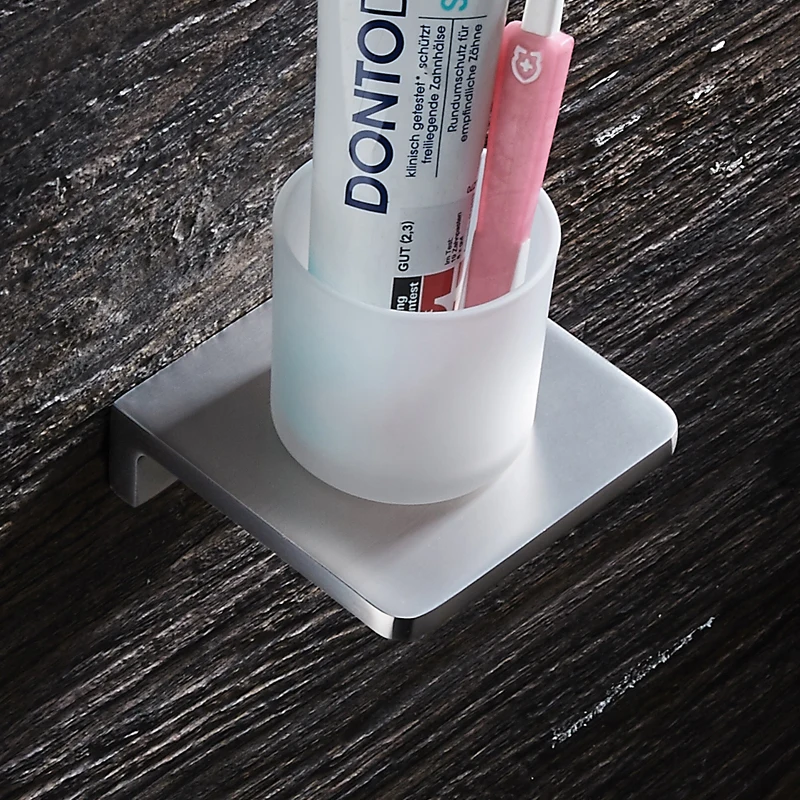Toothbrush Holder Aluminum Glass Cup Tumbler Holder Bathroom Accessories Tooth brush Holder Set Wall Mounted Toothpaste Rack