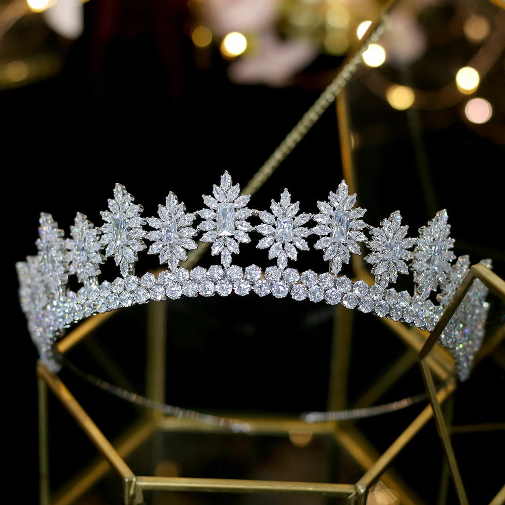 

Cubic zirconia water drill bit decorated crown wedding bride headband birthday girl headdress jewelry headband