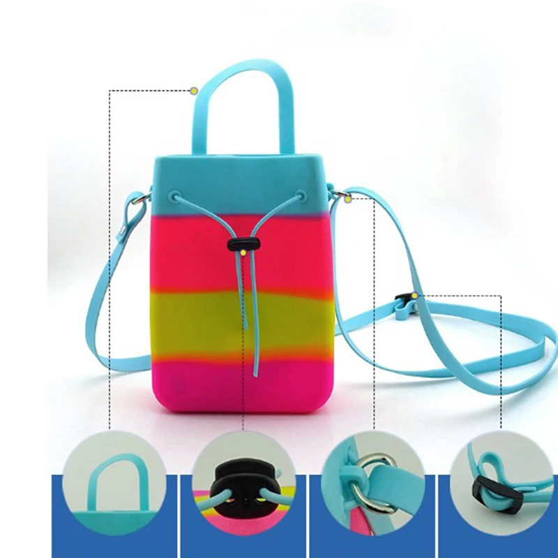 

Girl Silicon Women Bag Waterproof Bag Swimming Bags For Kids Children Drawstring Seaside Camping Rainbow Color