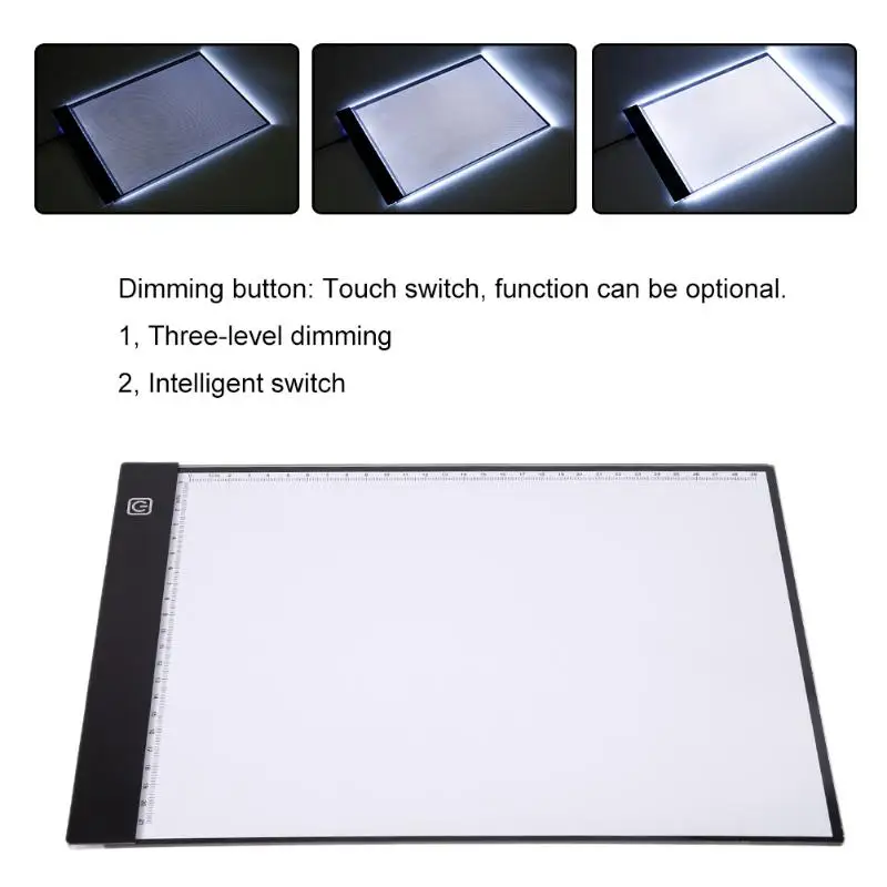 Graphics Tablet A4 with calibration LED Drawing Tablet Thin Art Stencil Drawing Board Light Box Tracing Table Pad Three-level