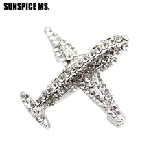 Broche plate en cristal pour femmes et enfants, joli bijou, cadeau, Broches en strass, hôtesse de l'air, pilote porte-bonheur, Logo Corsage