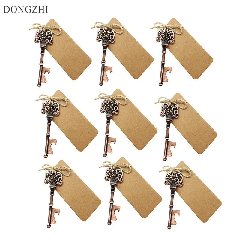 

50PCS Vintage Key Bottle Openers Wedding Favors Skeleton Beer Botttle Opener With Wishes Card Tag Can Opener For Kitchen OP004