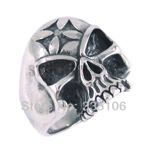 

Free Shipping! Gothic Cross Skull Ring Stainless Steel Jewelry Punk Motor Biker Men Ring SWR0122