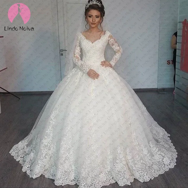 133 Vestidos De Noiva элегантное бальное платье с длинными рукавами Vestido Novia кружевное